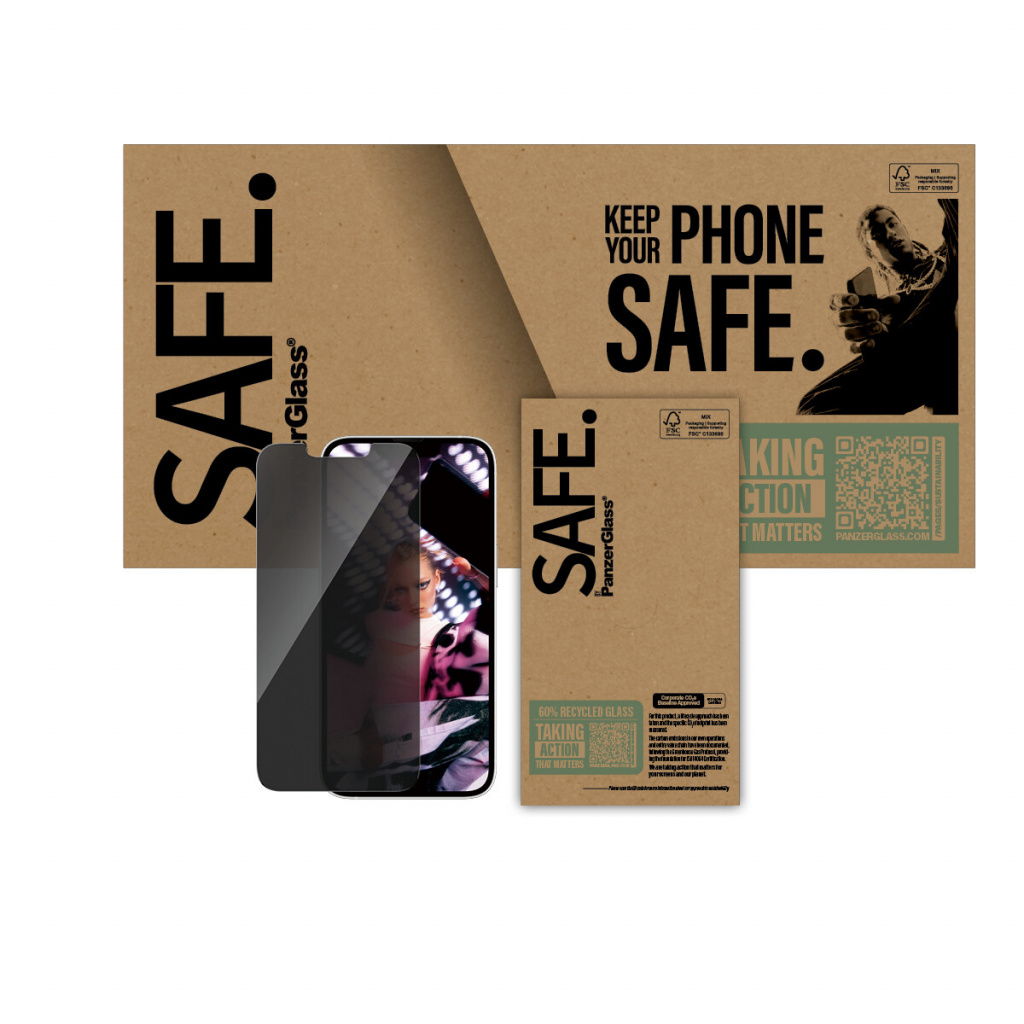 PanzerGlass SAFE. by ® 2-Way Privacy Screen Protector iPhone 17e | 16e | 14 | 13 | 13 Pro | Ultra-Wide Fit Doorzichtige schermbe - Afbeelding 2