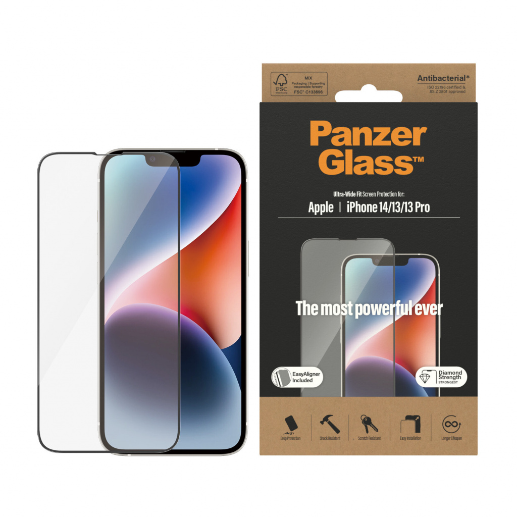 PanzerGlass ® Screen Protector iPhone 14 | 13 | 13 Pro | Ultra-Wide Fit w. EasyAligner Doorzichtige schermbeschermer Apple 1 stu - Afbeelding 2