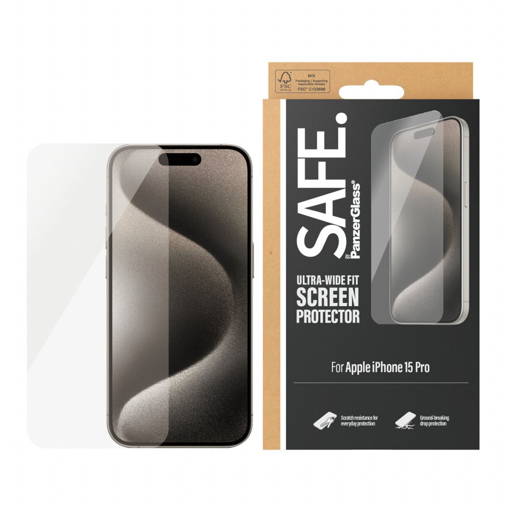PanzerGlass SAFE. by ® Screen Protector iPhone 15 Pro | Ultra-Wide Fit Doorzichtige schermbeschermer Apple 1 stuk(s) - Afbeelding 2