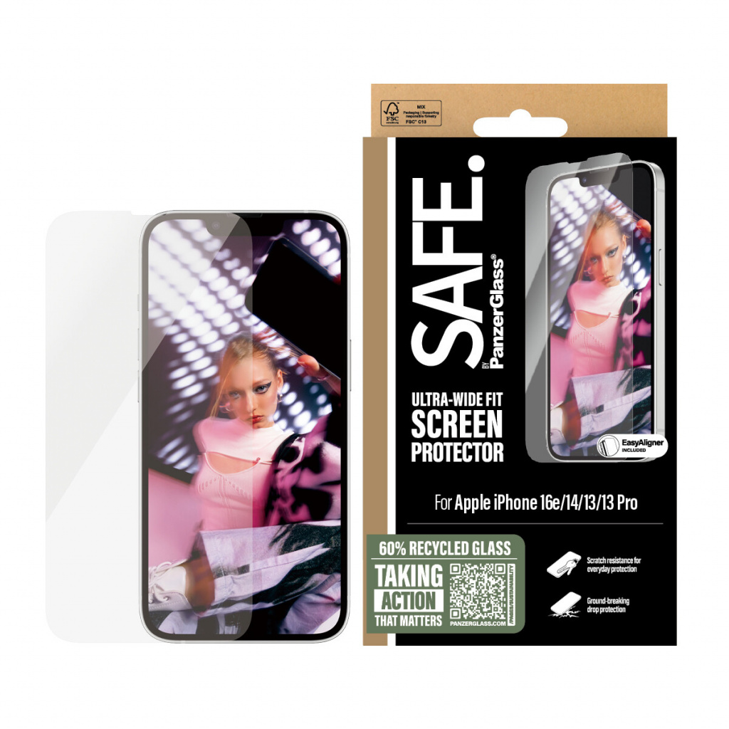 PanzerGlass SAFE. by ® Screen Protector iPhone 17e | 16e | 14 | 13 | 13 Pro | Ultra-Wide Fit w. EasyAligner Doorzichtige schermb - Afbeelding 2