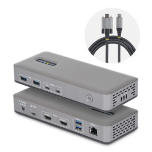 StarTech.com Dual-Monitor USB-C Docking Station, HDMI, 4K 60Hz, 100W Laptop Charging, 1GbE, Driverless, Multi-Monitor Dock voor