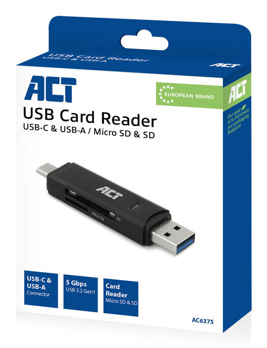 ACT USB-C/USB-A 3.0 card reader - Afbeelding 3