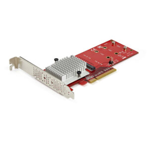 StarTech.com Dual M.2 PCIe SSD Adapter Kaart, x8 / x16 Dual NVMe of AHCI M.2 SSD naar PCI Express 3.0, M.2 NGFF PCIe (M-Key) Com