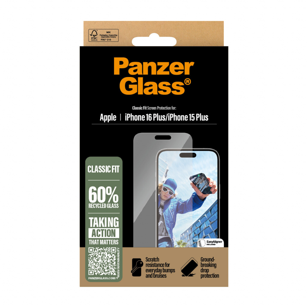 PanzerGlass ® Screen Protector iPhone 16 Plus | 15 Plus | Classic Fit Doorzichtige schermbeschermer Apple 1 stuk(s) - Afbeelding 3