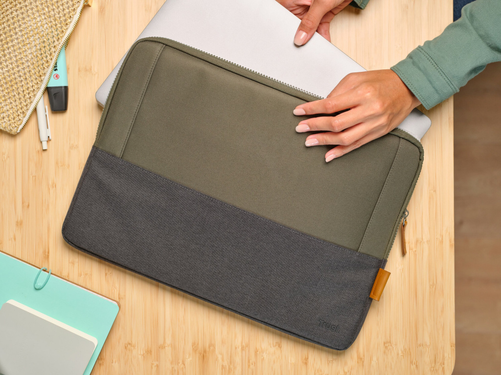 Trust Lisboa - Laptophoes - Sleeve - 16 inch - Gerecycled materiaal - Groen - Afbeelding 8