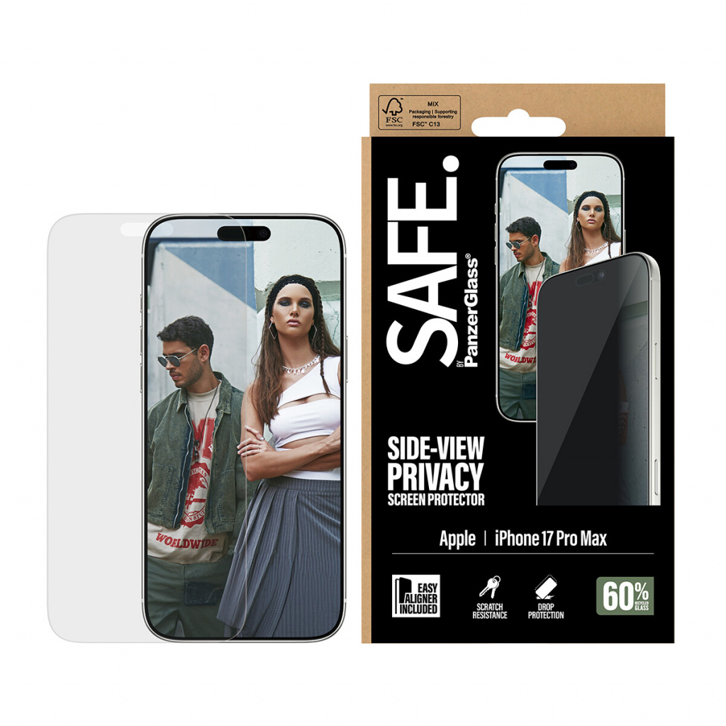 PanzerGlass SAFE. by ® 2-Way Privacy Screen Protector iPhone 17 Pro Max | Ultra-Wide Fit w. EasyAligner Doorzichtige schermbesch - Afbeelding 2