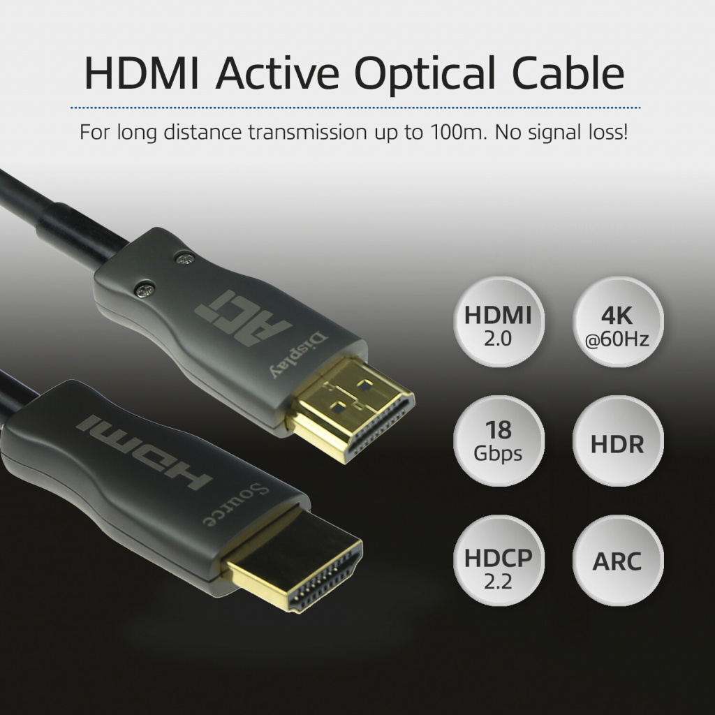 ACT 20 meter HDMI Premium 4K Active Optical Cable v2.0 HDMI-A male - HDMI-A male - Afbeelding 3