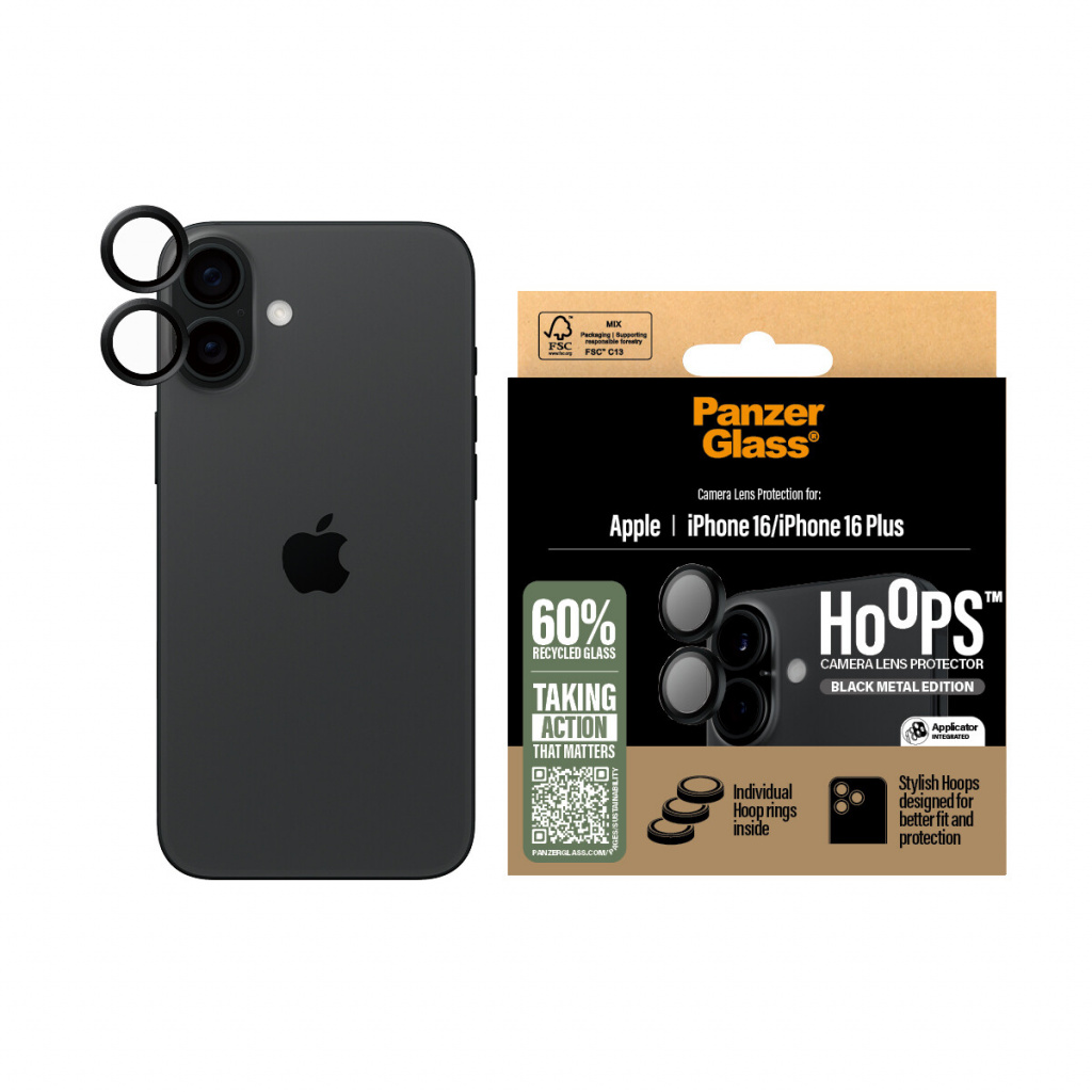 PanzerGlass ® Hoops® Camera Lens Protector Black iPhone 16 | 16 Plus Doorzichtige schermbeschermer Apple 1 stuk(s) - Afbeelding 3