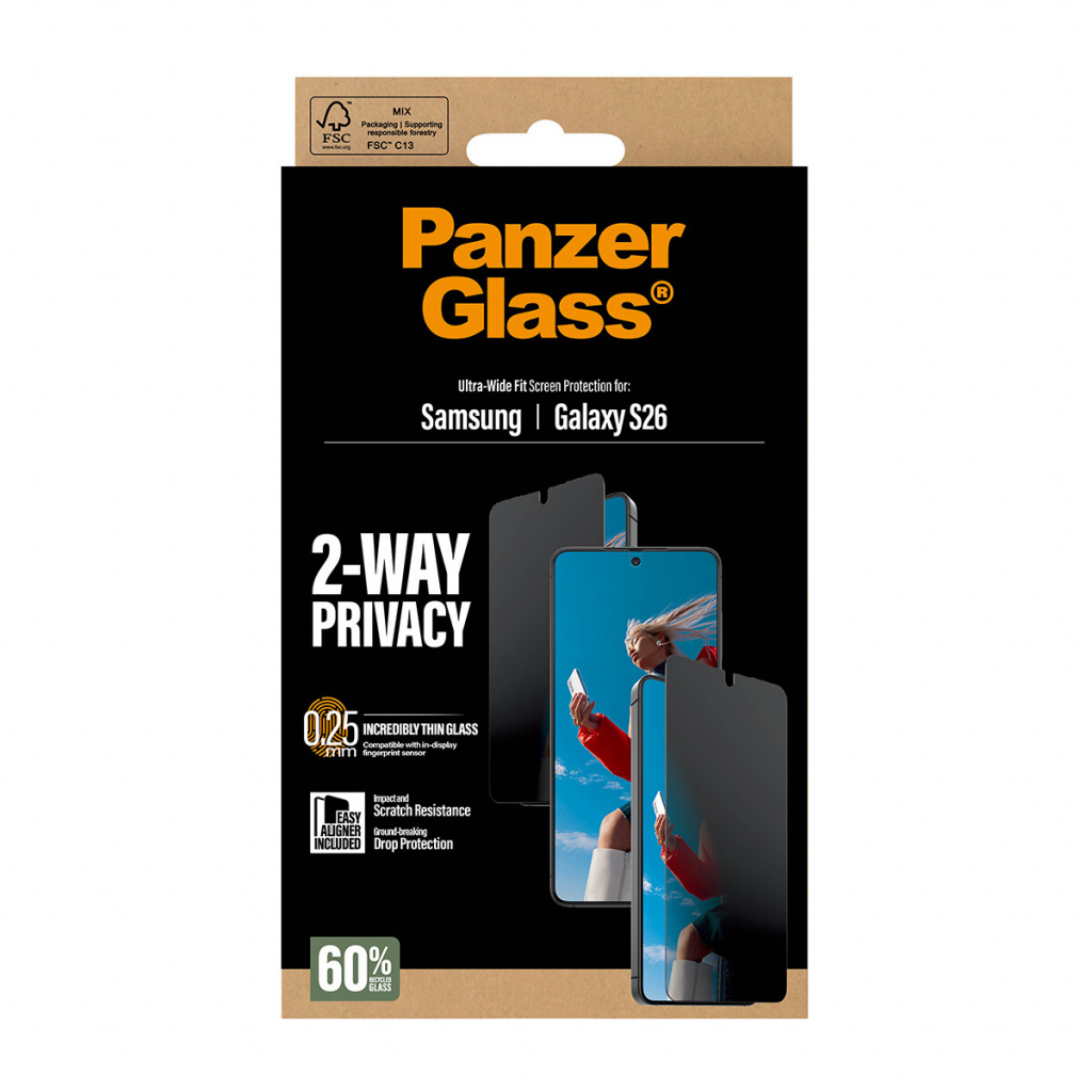 PanzerGlass ® 2-Way Privacy Screen Protector Samsung Galaxy S26 | Ultra-Wide Fit w. EasyAligner Doorzichtige schermbeschermer 1 - Afbeelding 5