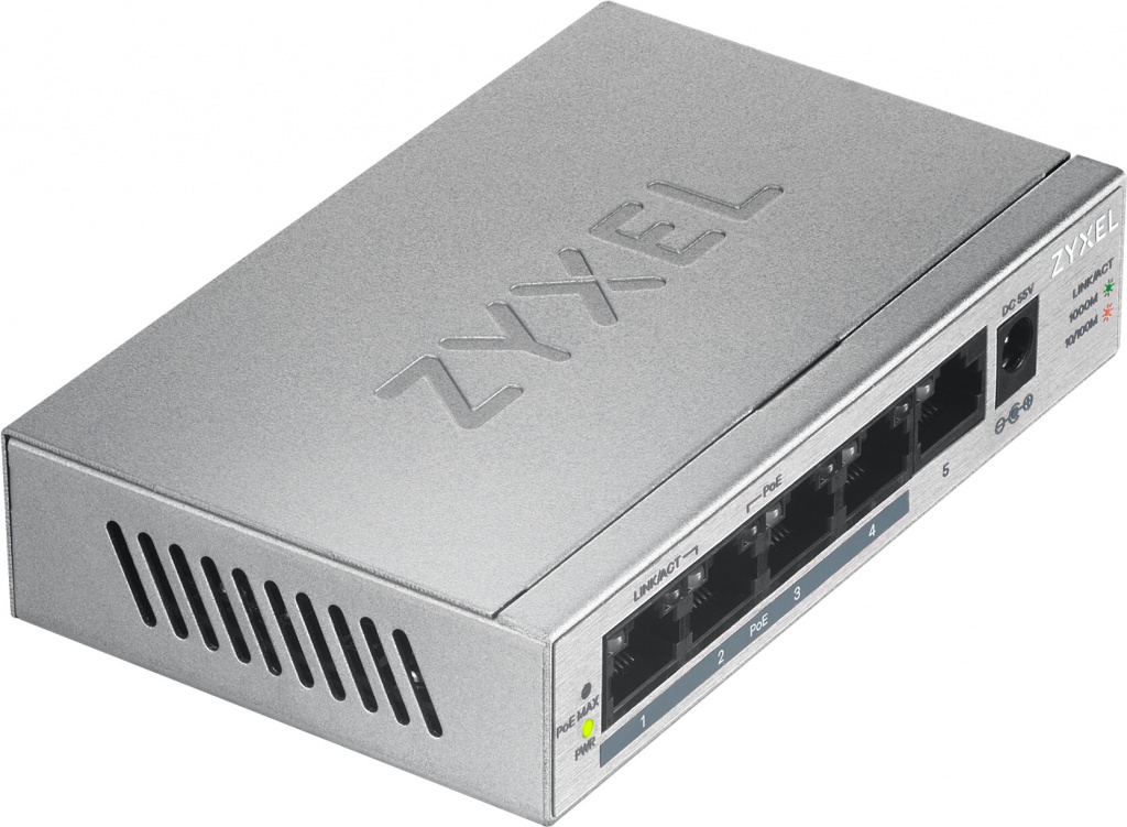 Zyxel GS1005HP Unmanaged Gigabit Ethernet (10/100/1000) Power over Ethernet (PoE) Zilver - Afbeelding 3