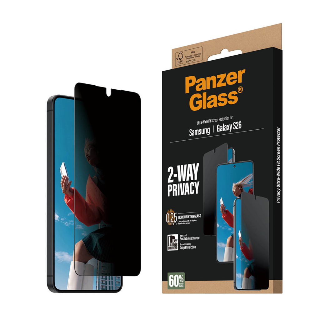 PanzerGlass ® 2-Way Privacy Screen Protector Samsung Galaxy S26 | Ultra-Wide Fit w. EasyAligner Doorzichtige schermbeschermer 1 - Afbeelding 7