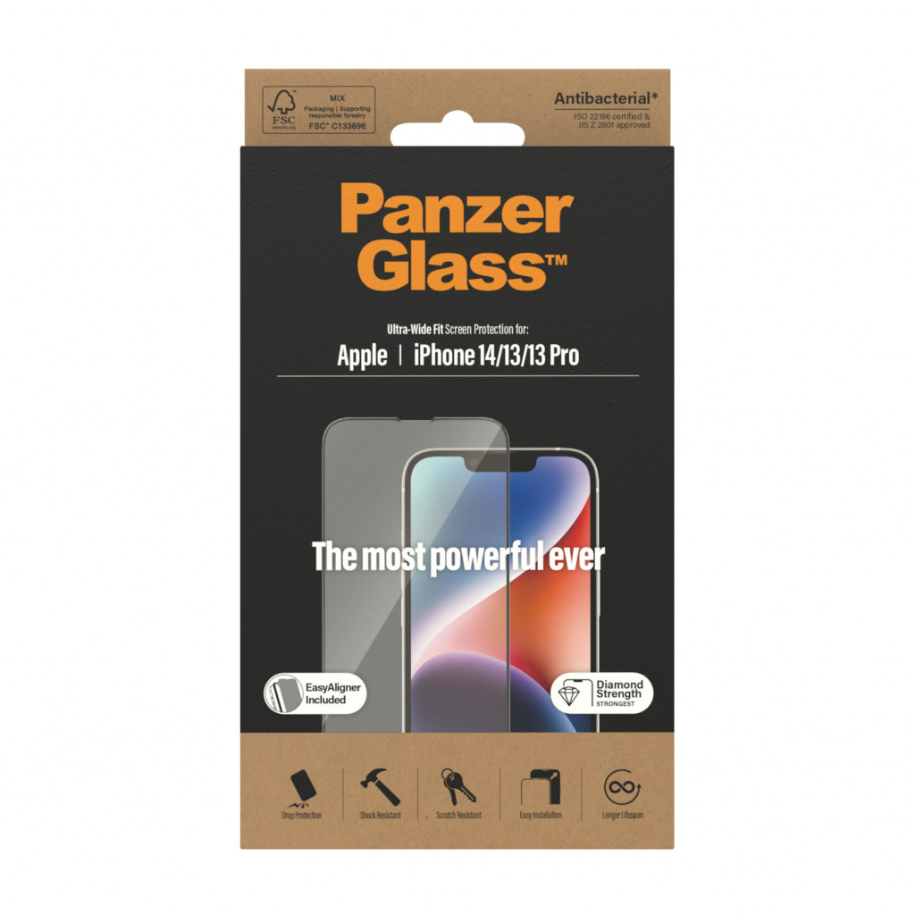 PanzerGlass ® Screen Protector iPhone 14 | 13 | 13 Pro | Ultra-Wide Fit w. EasyAligner Doorzichtige schermbeschermer Apple 1 stu - Afbeelding 3