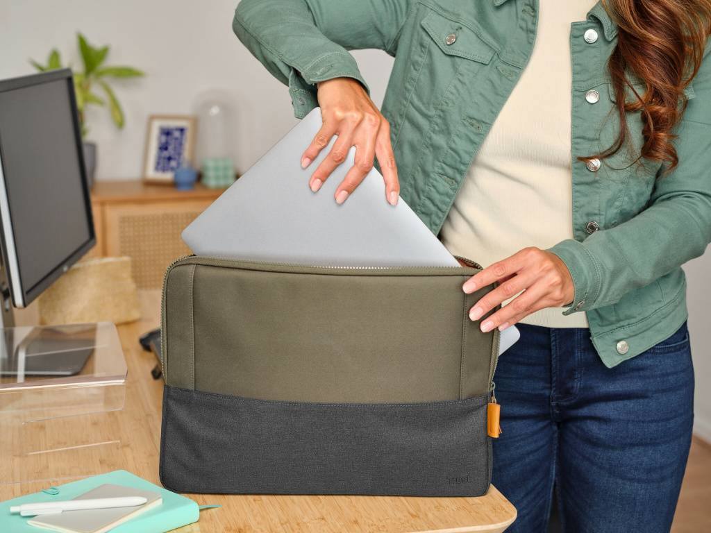 Trust Lisboa - Laptophoes - Sleeve - 16 inch - Gerecycled materiaal - Groen - Afbeelding 6