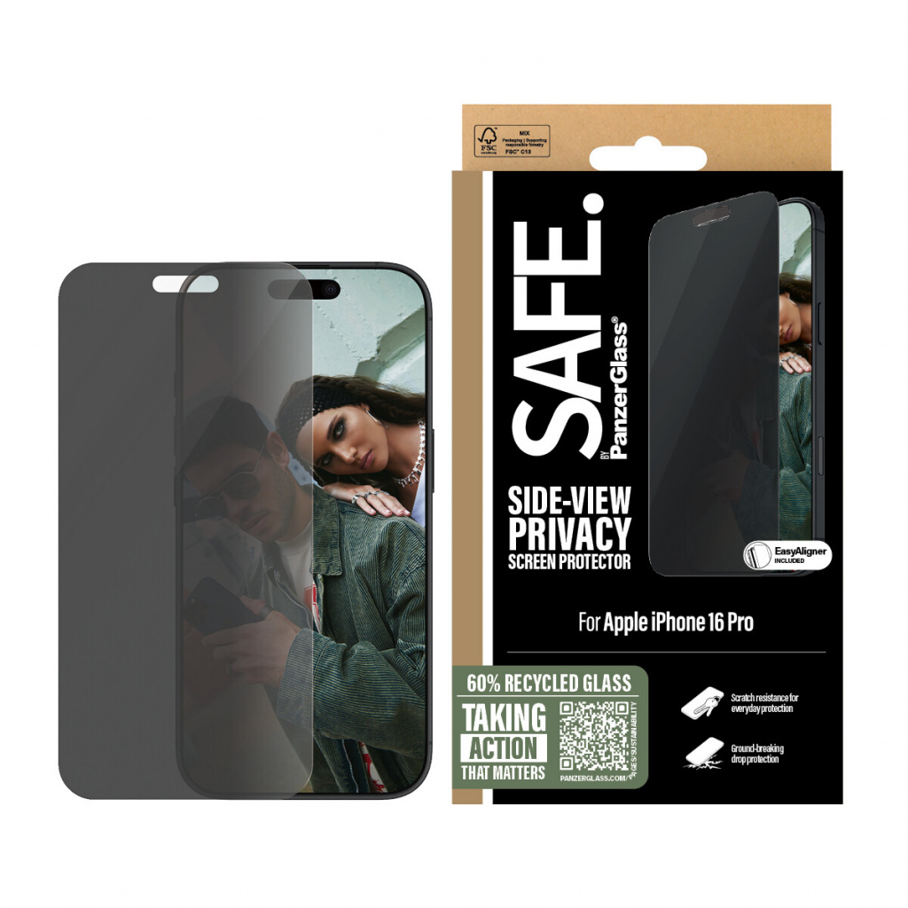 PanzerGlass SAFE. by ® 2-Way Privacy Screen Protector iPhone 16 Pro | Ultra-Wide Fit Doorzichtige schermbeschermer Apple 1 stuk( - Afbeelding 2