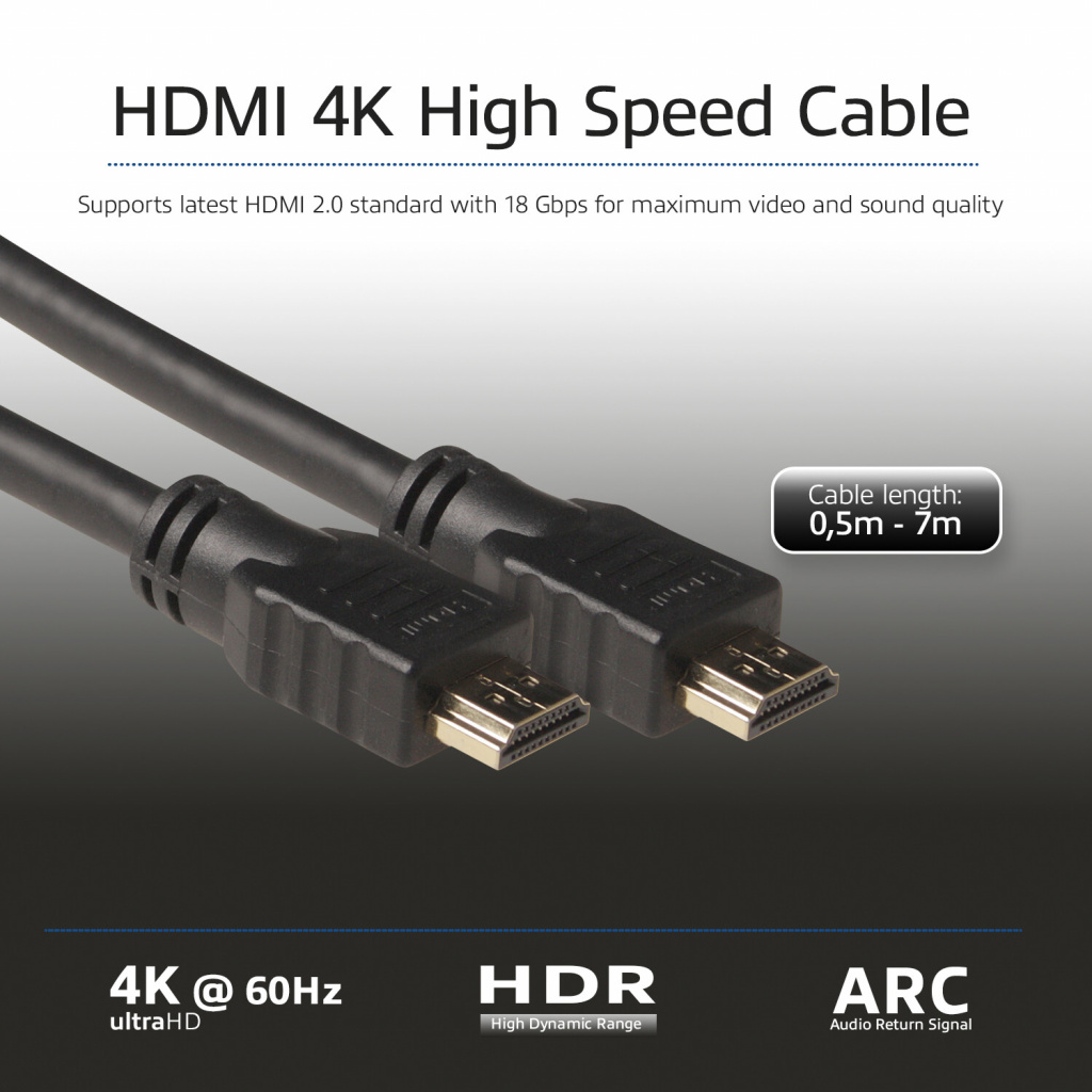 ACT 2 meter High Speed kabel v2.0 HDMI-A male - HDMI-A male (AWG30) - Afbeelding 3