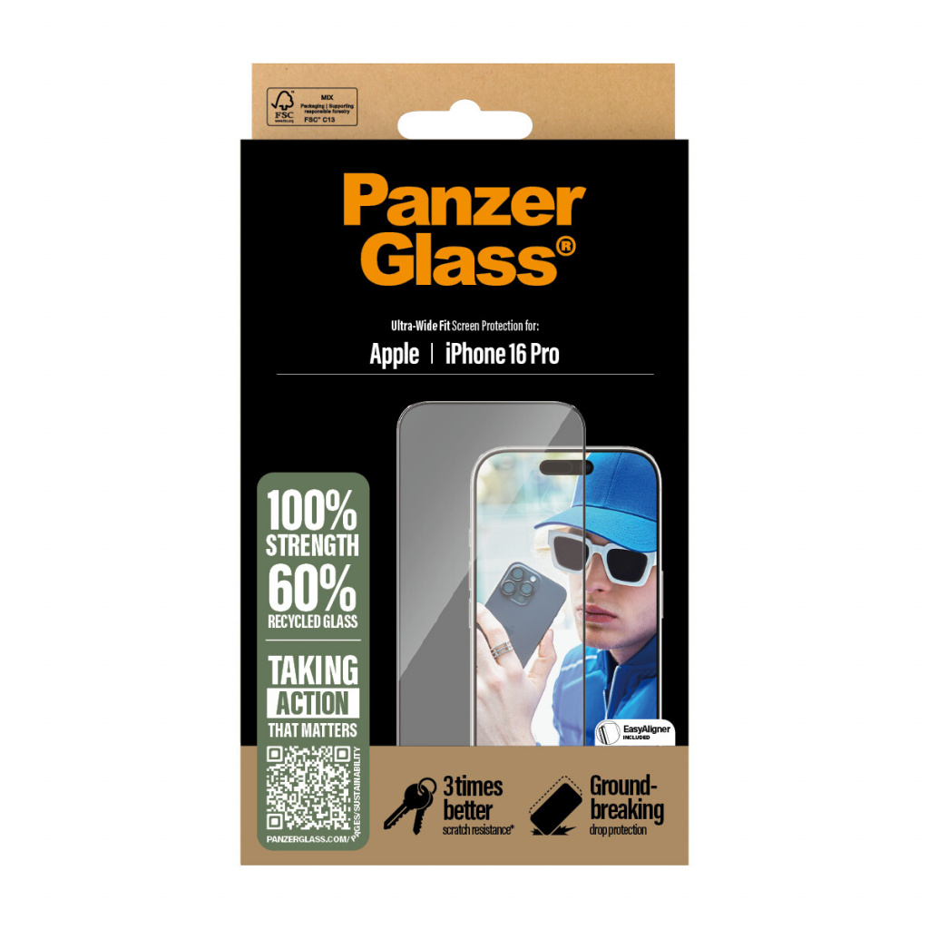 PanzerGlass ® Screen Protector iPhone 16 Pro | Ultra-Wide Fit Doorzichtige schermbeschermer Apple 1 stuk(s) - Afbeelding 3