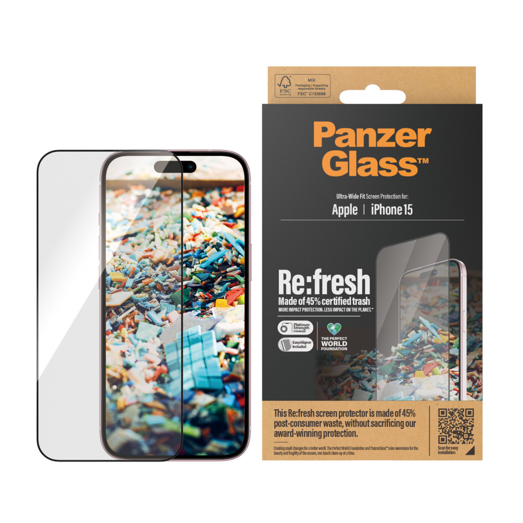 PanzerGlass ® Re:fresh Screen Protector iPhone 15 | Ultra-Wide Fit w. EasyAligner Doorzichtige schermbeschermer Apple 1 stuk(s) - Afbeelding 2