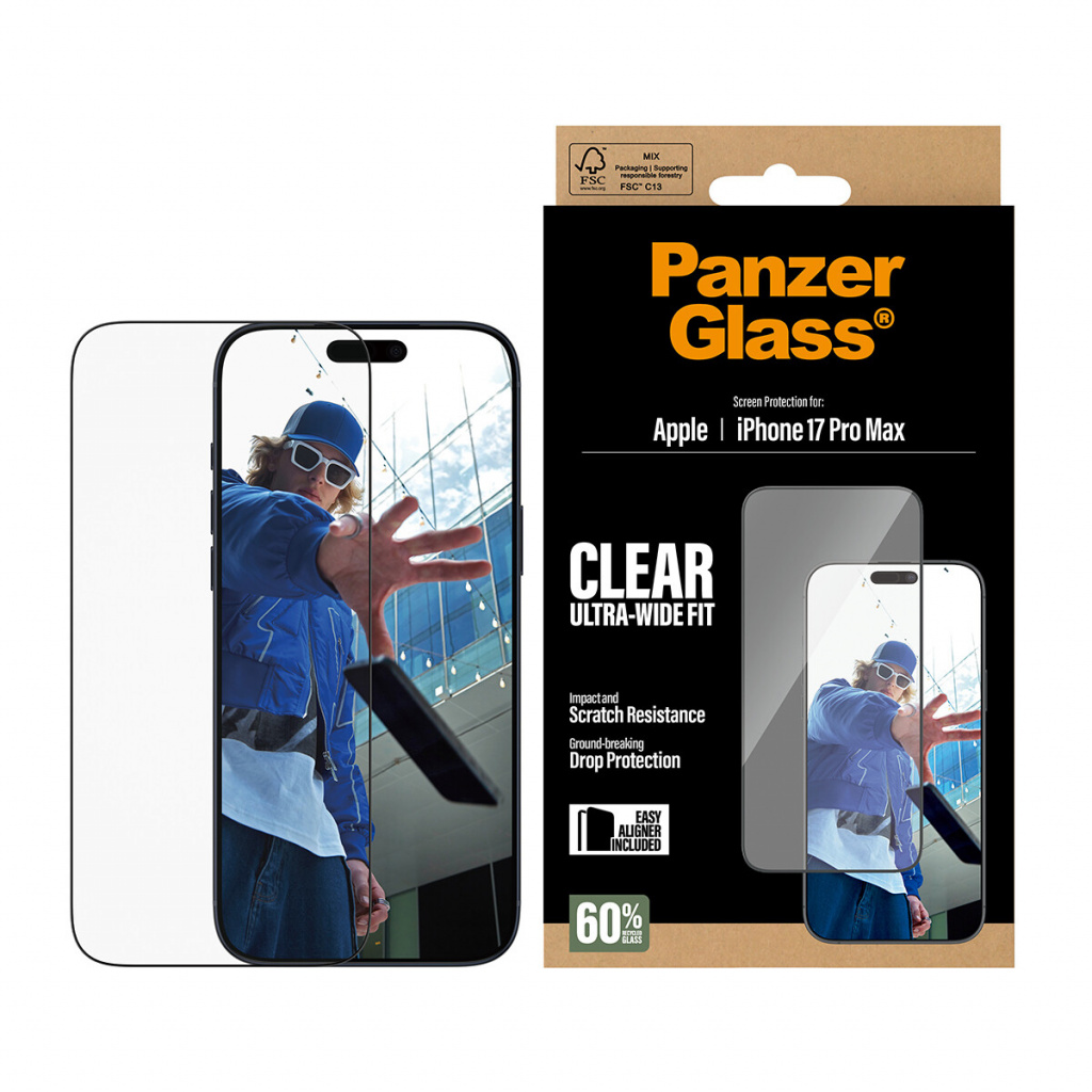 PanzerGlass ® Screen Protector iPhone 17 Pro Max | Ultra-Wide Fit w. EasyAligner Doorzichtige schermbeschermer Apple 1 stuk(s) - Afbeelding 2
