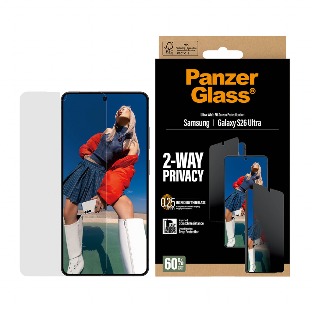 PanzerGlass ® 2-Way Privacy Screen Protector Samsung Galaxy S26 Ultra | Ultra-Wide Fit w. EasyAligner Doorzichtige schermbescher - Afbeelding 4