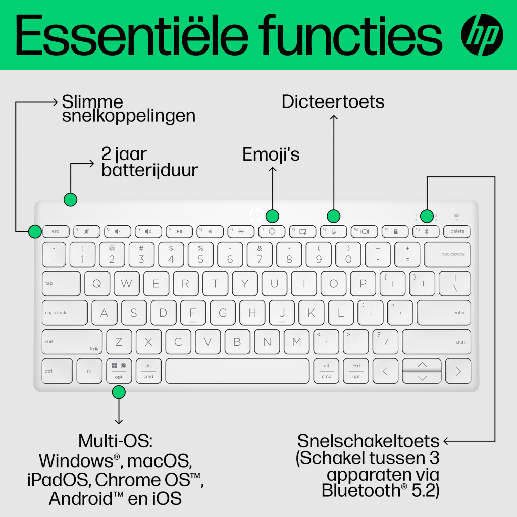 HP 350 Compact Multi-Device Bluetooth Keyboard - Afbeelding 15