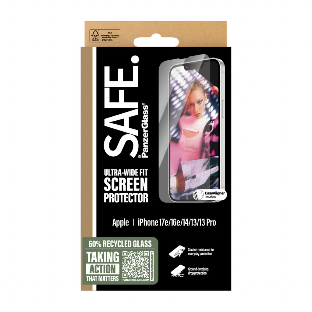 PanzerGlass SAFE. by ® Screen Protector iPhone 17e | 16e | 14 | 13 | 13 Pro | Ultra-Wide Fit w. EasyAligner Doorzichtige schermb - Afbeelding 4
