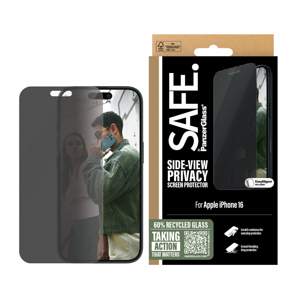 PanzerGlass SAFE. by ® 2-Way Privacy Screen Protector iPhone 16 | 15 | Ultra-Wide Fit Doorzichtige schermbeschermer Apple 1 stuk - Afbeelding 2