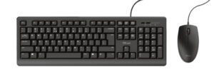 Trust Primo Toetsenbord en Muis Set - Bedrade desktopset – Belgische AZERTY-indeling – Full-size toetsenbord – Zwart