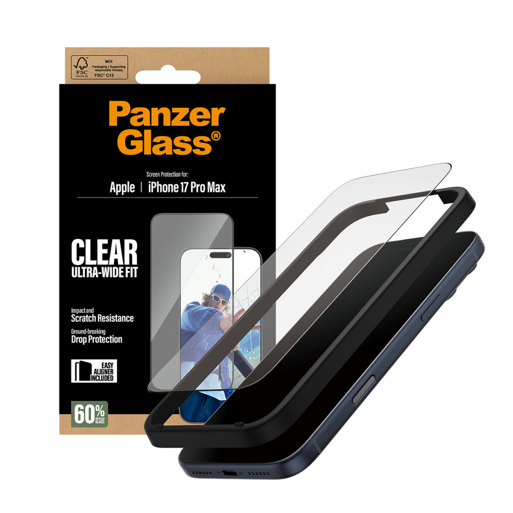 PanzerGlass ® Screen Protector iPhone 17 Pro Max | Ultra-Wide Fit w. EasyAligner Doorzichtige schermbeschermer Apple 1 stuk(s) - Afbeelding 5