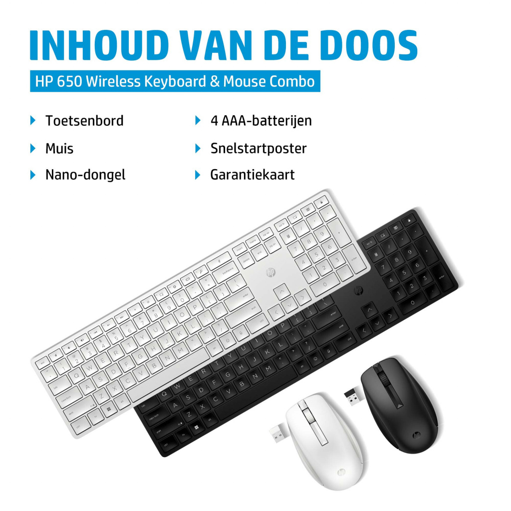 HP 650 draadloze toetsenbord- en muiscombinatie - Afbeelding 2