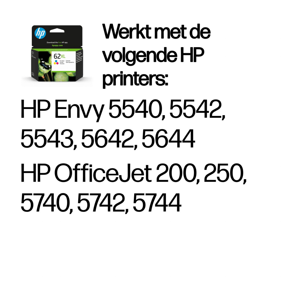 HP 62XL originele high-capacity drie-kleuren inktcartridge - Afbeelding 2