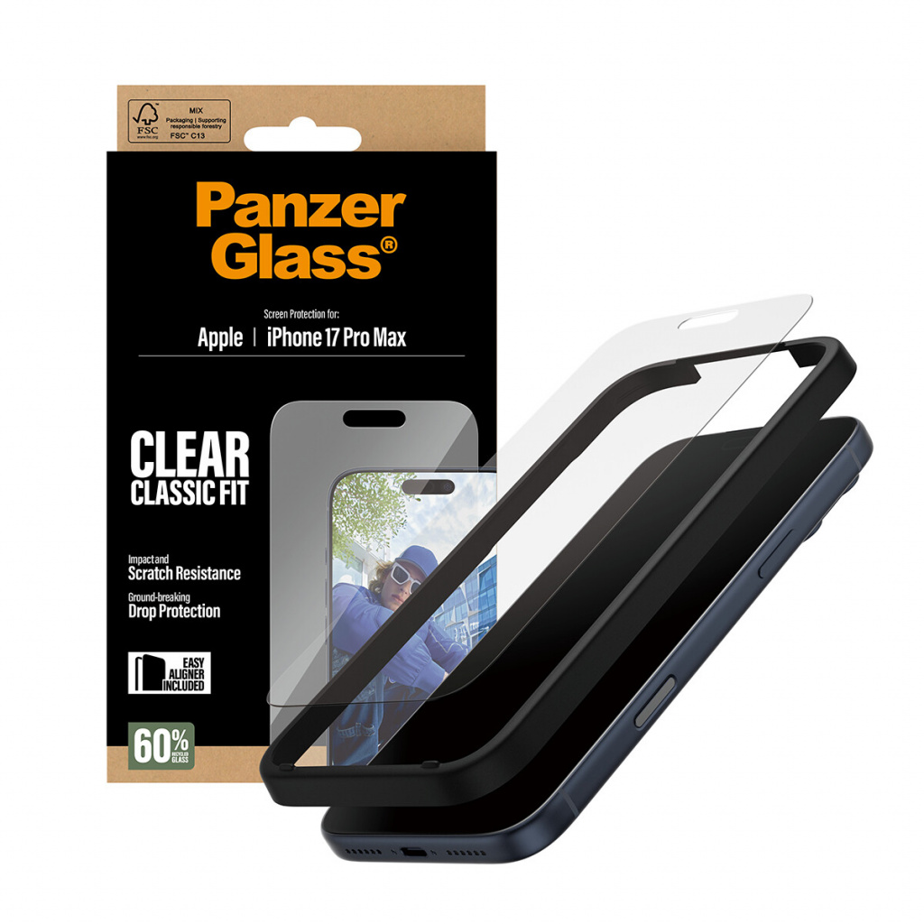 PanzerGlass ® Screen Protector iPhone 17 Pro Max | Classic Fit w. EasyAligner Doorzichtige schermbeschermer Apple 1 stuk(s) - Afbeelding 5