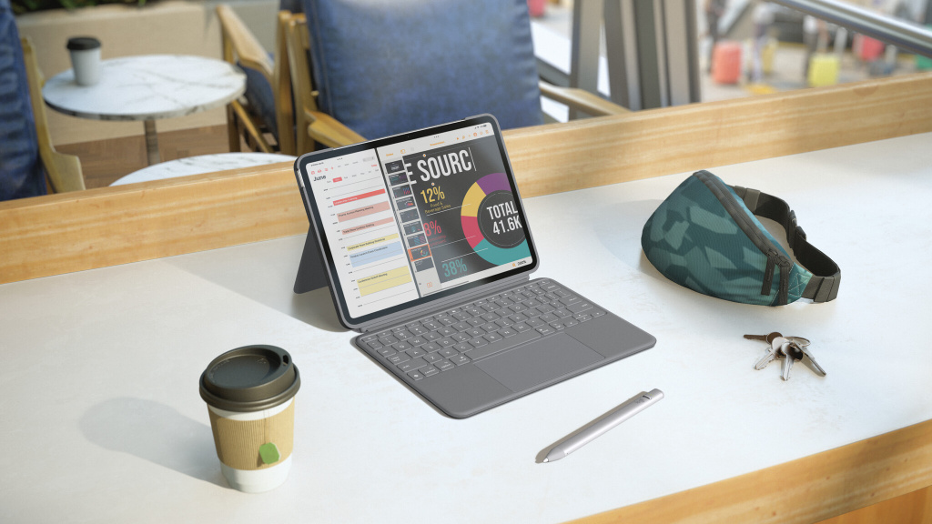 Logitech Combo Touch QWERTY Deens, Fins, Noors, Zweeds Smart Connector Grijs - Afbeelding 8