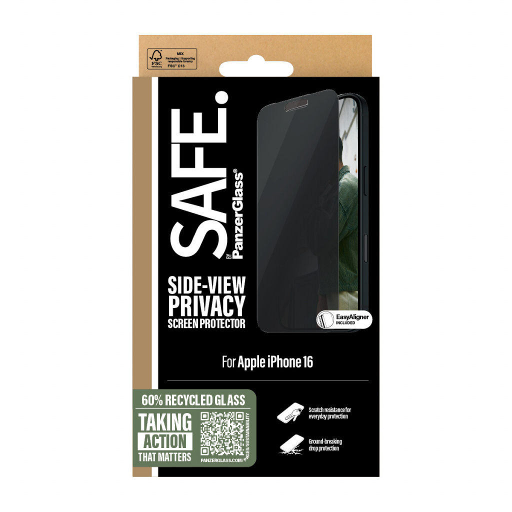PanzerGlass SAFE. by ® 2-Way Privacy Screen Protector iPhone 16 | 15 | Ultra-Wide Fit Doorzichtige schermbeschermer Apple 1 stuk - Afbeelding 3