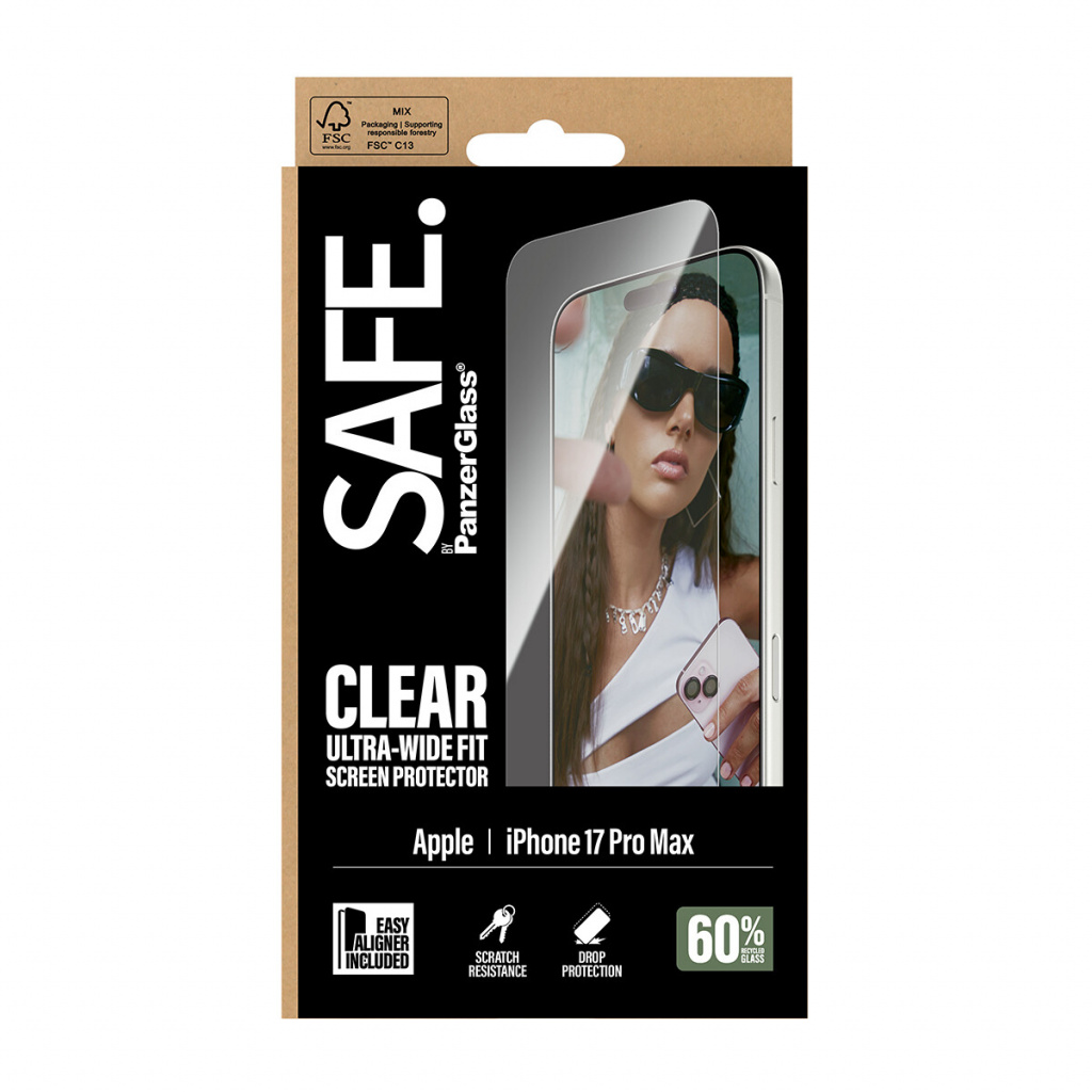 PanzerGlass SAFE. by ® Screen Protector iPhone 17 Pro Max | Ultra-Wide Fit w. EasyAligner Doorzichtige schermbeschermer Apple 1 - Afbeelding 3