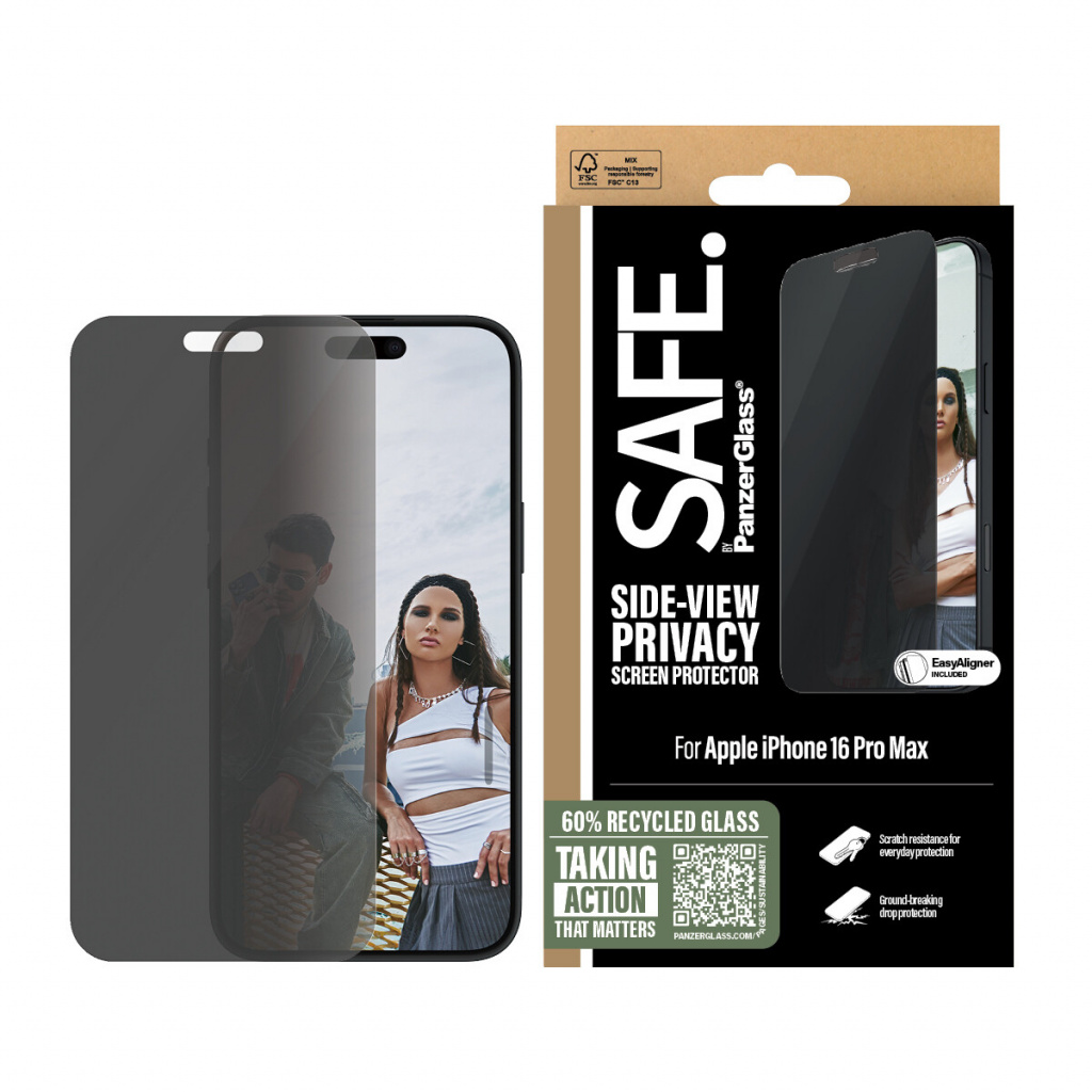 PanzerGlass SAFE. by ® 2-Way Privacy Screen Protector iPhone 16 Pro Max | Ultra-Wide Fit Doorzichtige schermbeschermer Apple 1 s - Afbeelding 2