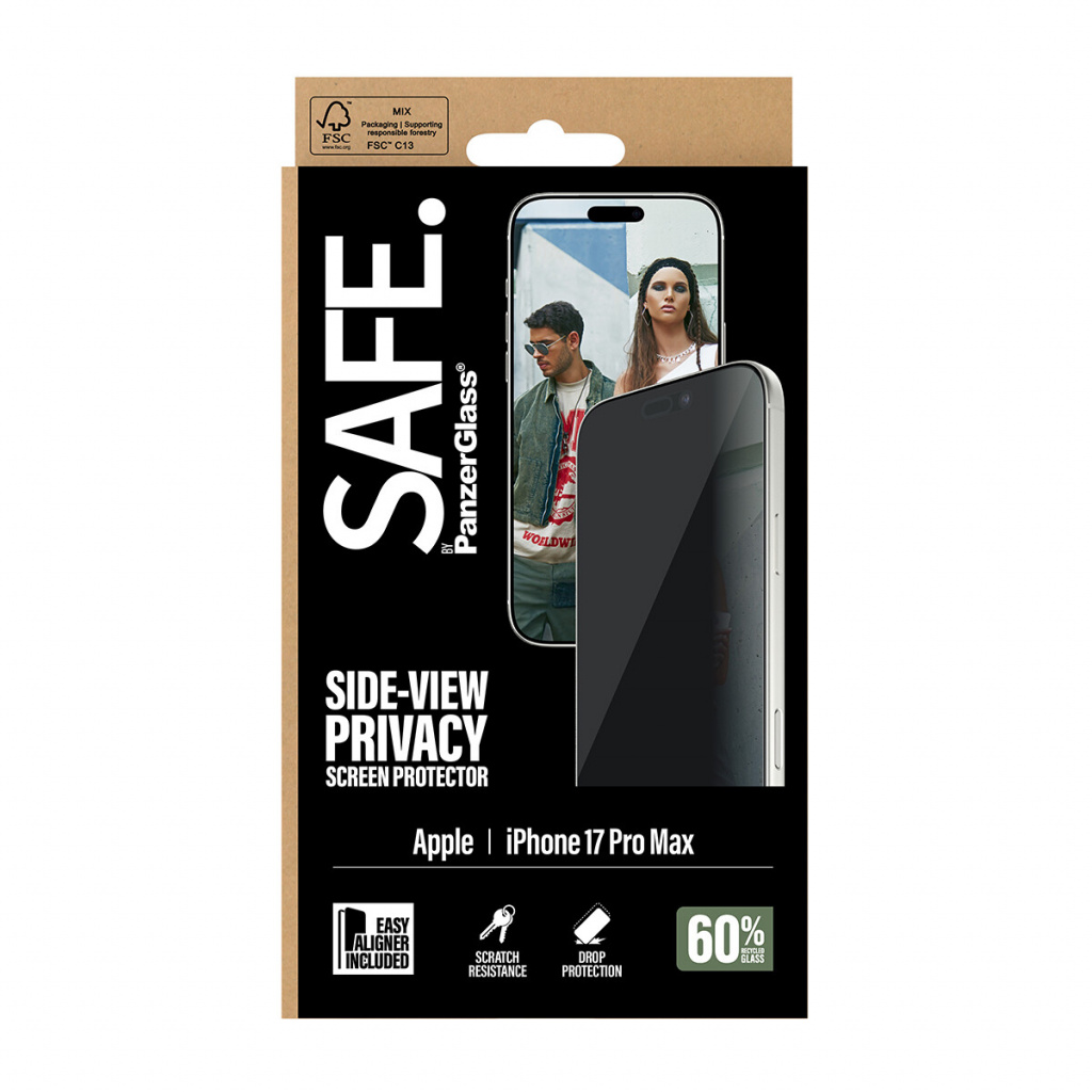 PanzerGlass SAFE. by ® 2-Way Privacy Screen Protector iPhone 17 Pro Max | Ultra-Wide Fit w. EasyAligner Doorzichtige schermbesch - Afbeelding 3