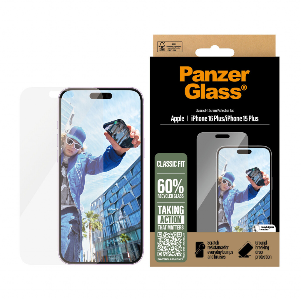 PanzerGlass ® Screen Protector iPhone 16 Plus | 15 Plus | Classic Fit Doorzichtige schermbeschermer Apple 1 stuk(s) - Afbeelding 2