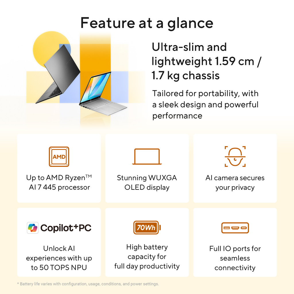 ASUS Vivobook S16 M3607GA-SH004W Copilot+ PC AMD Ryzen AI 7 445 Laptop 40,6 cm (16") WUXGA 32 GB DDR5-SDRAM 1 TB SSD Wi-Fi 6 (80 - Afbeelding 35