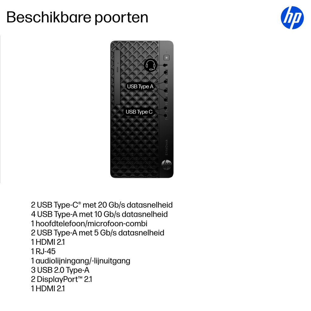 HP EliteDesk 8 Tower G1i AI Wolf Pro Security Edition Intel Core Ultra 7 265 16 GB DDR5-SDRAM 512 GB SSD Windows 11 Pro PC AI PC - Afbeelding 7