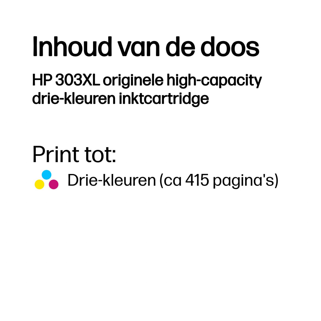 HP 303XL originele high-capacity drie-kleuren inktcartridge - Afbeelding 3
