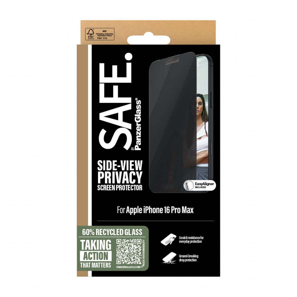 PanzerGlass SAFE. by ® 2-Way Privacy Screen Protector iPhone 16 Pro Max | Ultra-Wide Fit Doorzichtige schermbeschermer Apple 1 s - Afbeelding 3