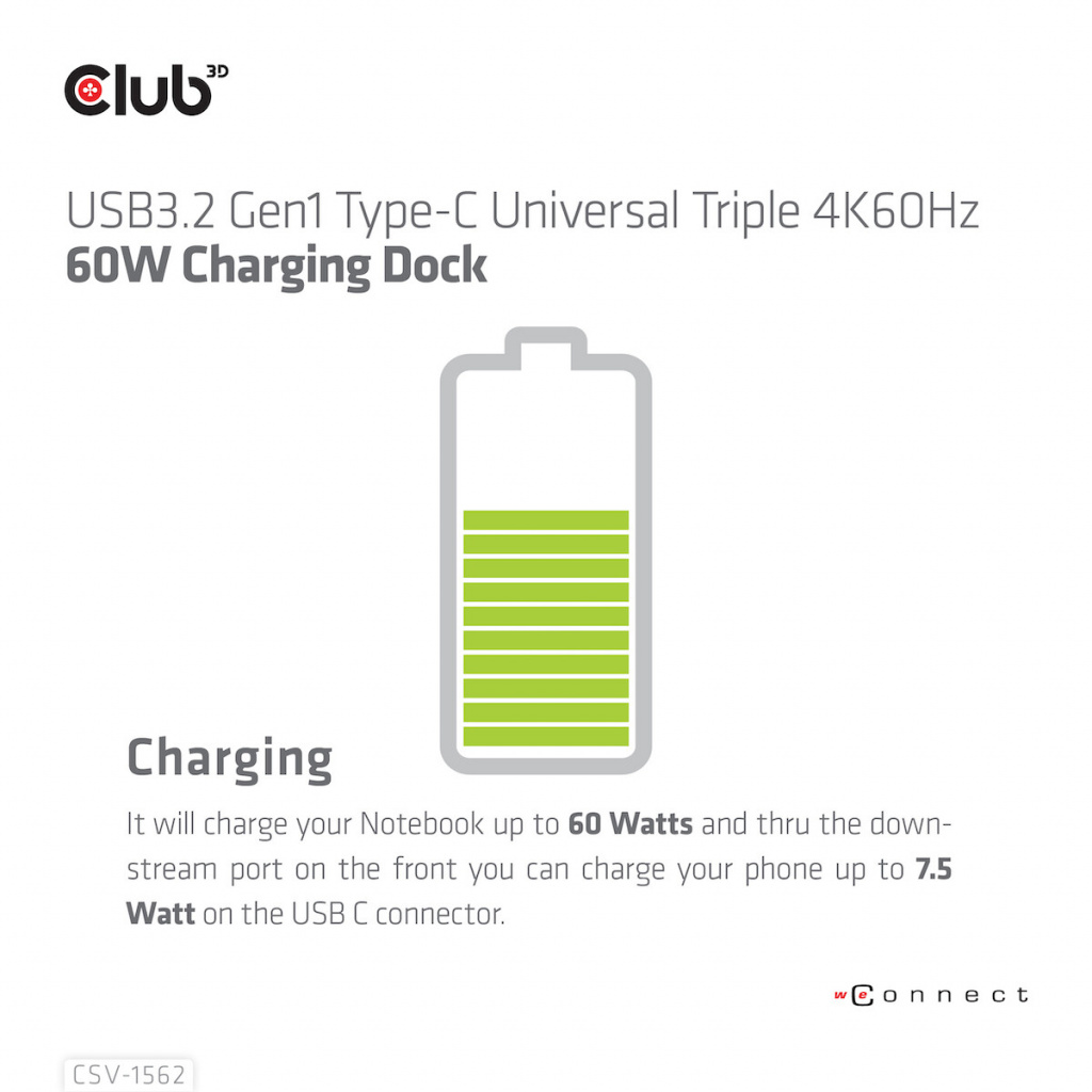 CLUB3D Type-C Universeel (2x 4K60Hz +1x 4K30Hz), oplaad Docking Station 60W DisplayLink® gecertificeerd en DP alt modus - kensin - Afbeelding 14