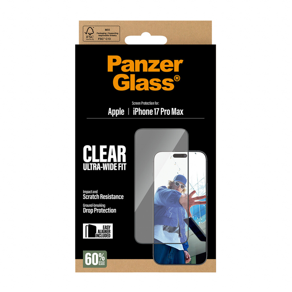 PanzerGlass ® Screen Protector iPhone 17 Pro Max | Ultra-Wide Fit w. EasyAligner Doorzichtige schermbeschermer Apple 1 stuk(s) - Afbeelding 3