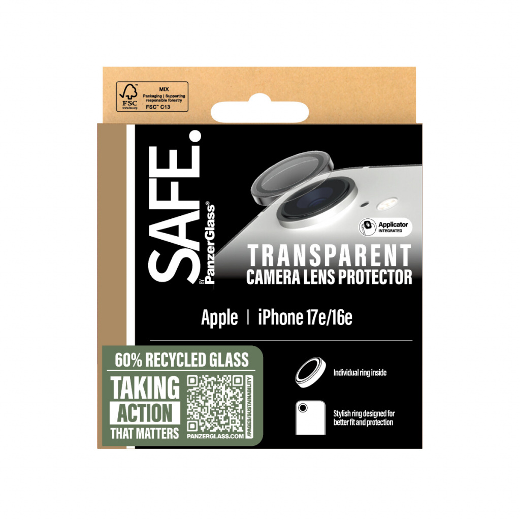 PanzerGlass SAFE. by ® Camera Lens Protector Transparent iPhone 17e | 16e Doorzichtige schermbeschermer Apple 1 stuk(s) - Afbeelding 4