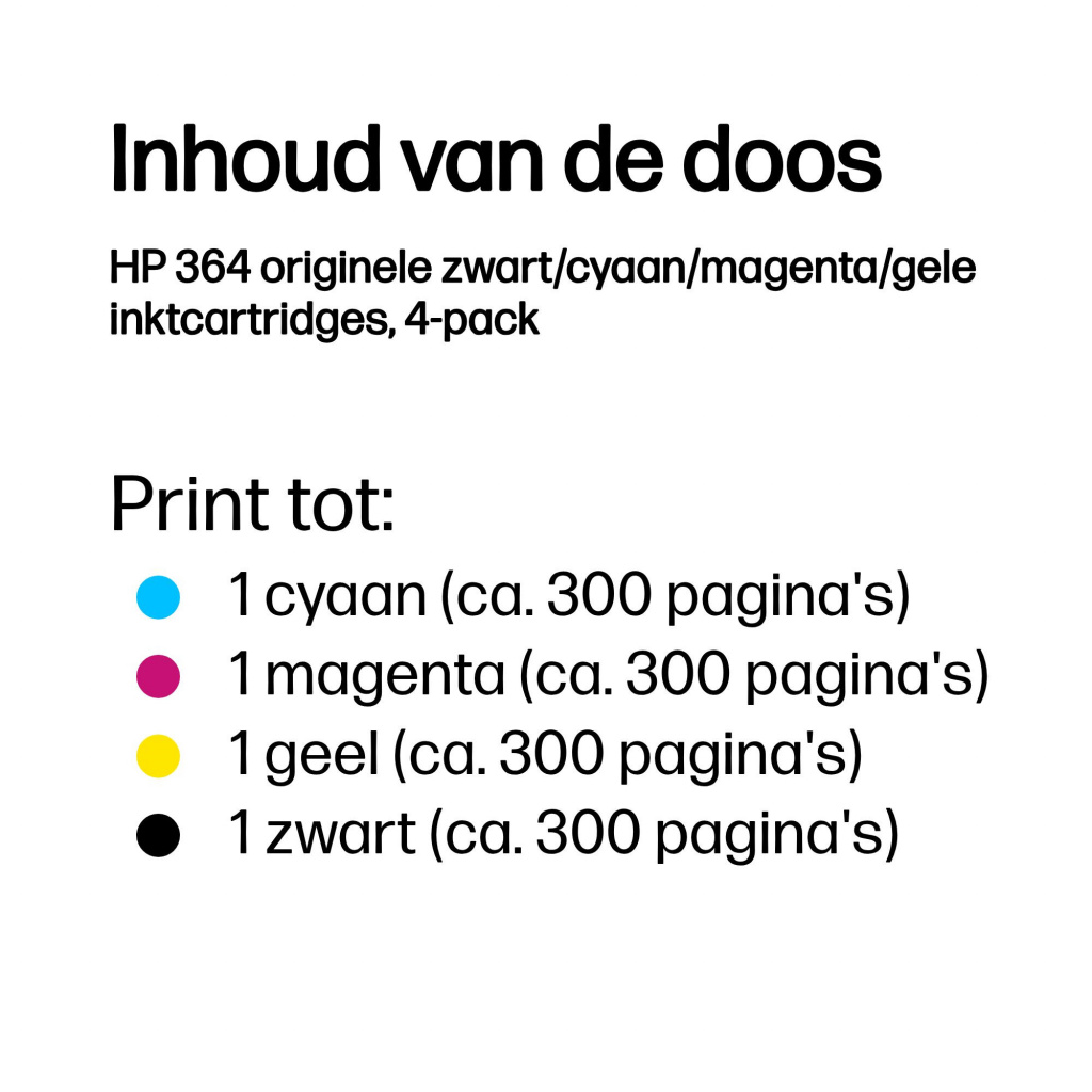 HP 364 originele zwart/cyaan/magenta/gele inktcartridges, 4-pack - Afbeelding 3