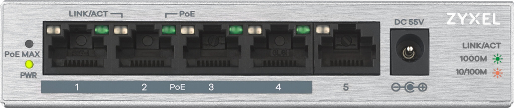 Zyxel GS1005HP Unmanaged Gigabit Ethernet (10/100/1000) Power over Ethernet (PoE) Zilver - Afbeelding 2