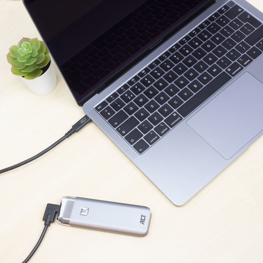 ACT USB 3.0 10Gbps 60W USB Type-C (recht) naar USB Type-C (haaks links/rechts) kabel, 2 meter - Afbeelding 3