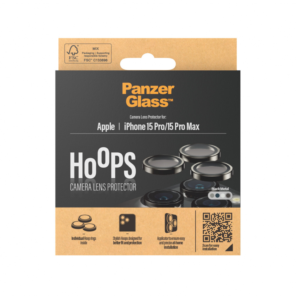 PanzerGlass ® Hoops® Metal Camera Lens Protector Black iPhone 15 Pro | 15 Pro Max Doorzichtige schermbeschermer Apple 1 stuk(s) - Afbeelding 3