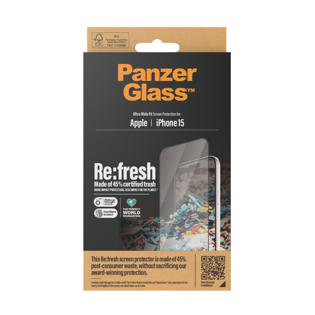 PanzerGlass ® Re:fresh Screen Protector iPhone 15 | Ultra-Wide Fit w. EasyAligner Doorzichtige schermbeschermer Apple 1 stuk(s) - Afbeelding 3