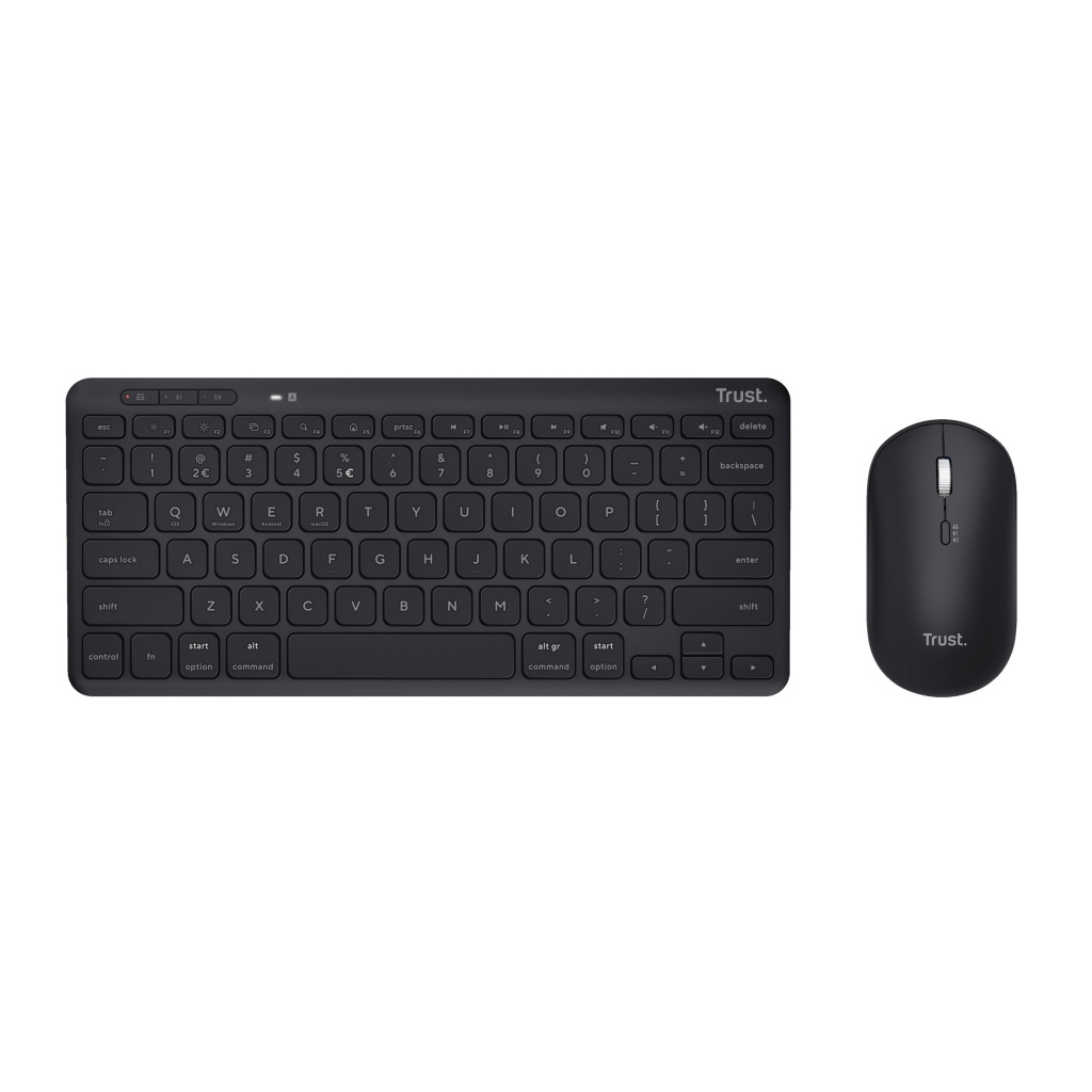 Trust Lyra Toetsenbord- en Muisset - Multi-device toetsenbord en muis – Draadloos en Bluetooth – Oplaadbaar – Zwart - Afbeelding 3